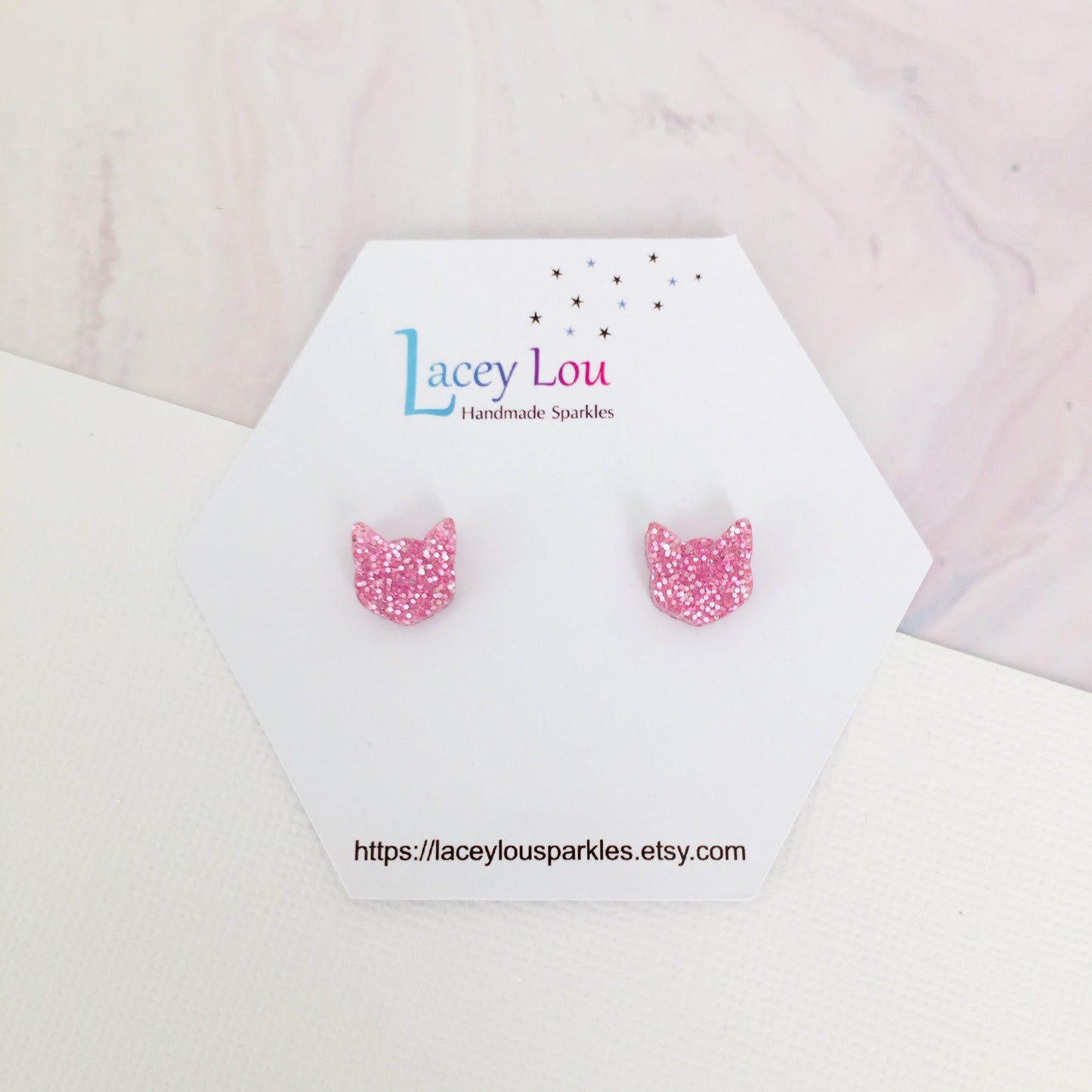 Small Cat Face Earrings - Itty Bitty Kitty Cat Studs - Lacey Lou Sparkles