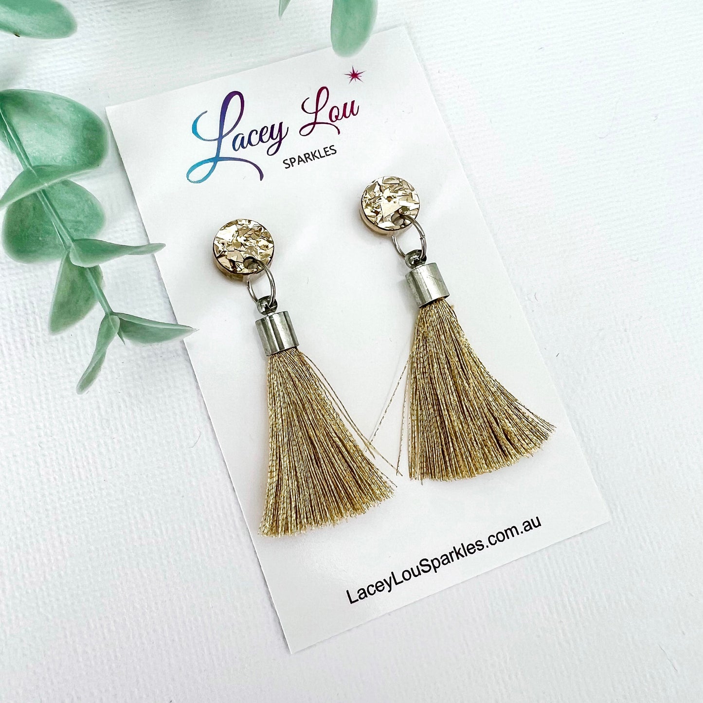 Small Christmas Tassel Earrings - Gold - Lacey Lou Sparkles