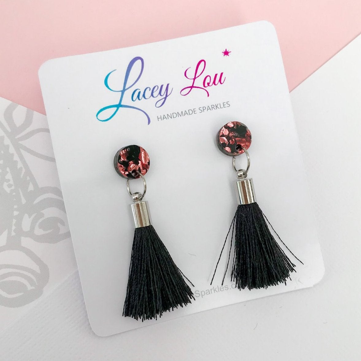 Small Silk Tassel Earrings - Black - Lacey Lou Sparkles