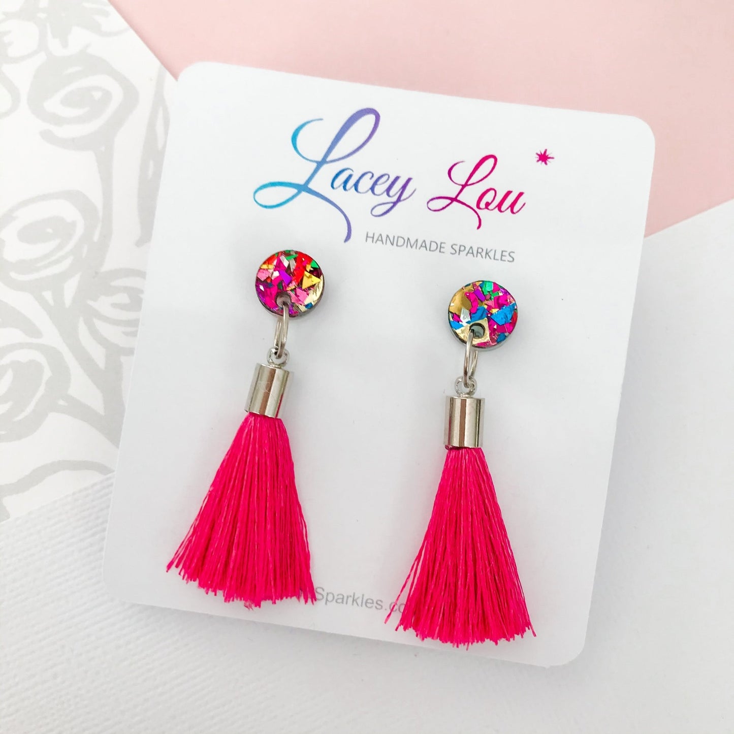 Small Silk Tassel Earrings - Hot Pink - Lacey Lou Sparkles