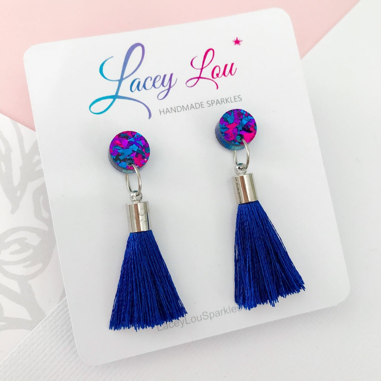 Small Silk Tassel Earrings - Royal Blue - Lacey Lou Sparkles