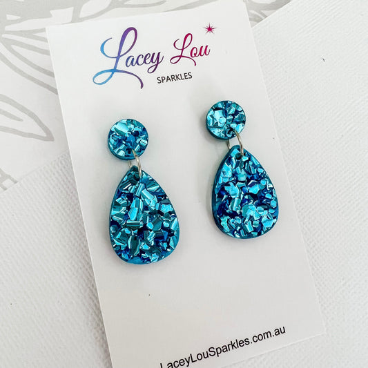 Small Teardrop Dangle - Baby Blue Acrylic Earrings - Lacey Lou Sparkles