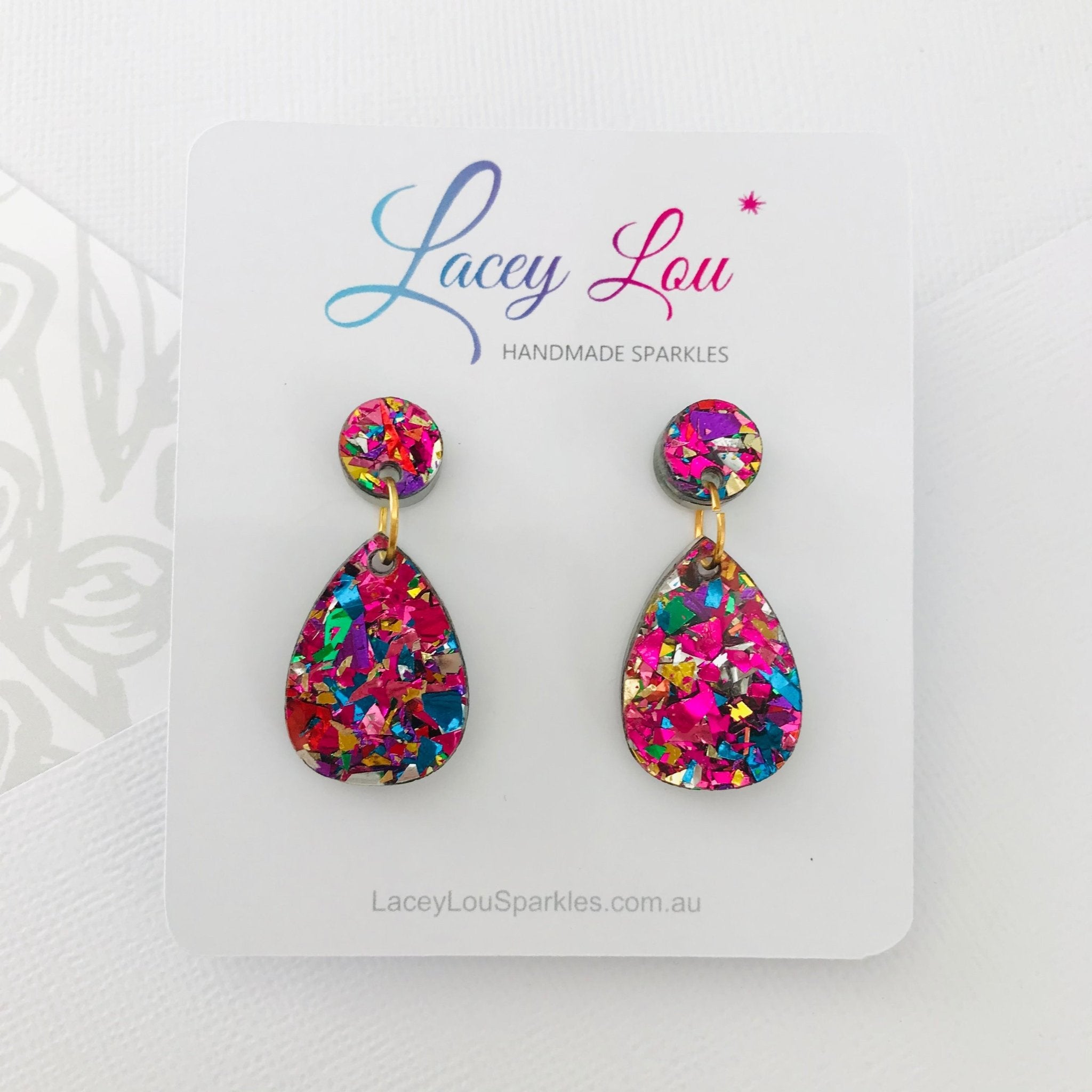 Heart Eye Emoji With Rainbow Glitter Drop Earrings – US Jewelry House