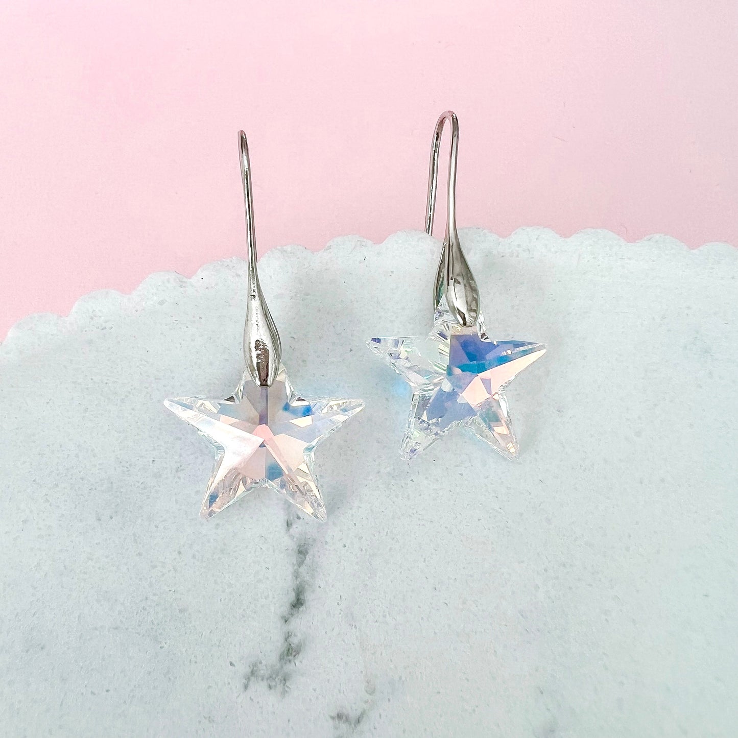 Star Austrian Crystal Hook Earrings - Lacey Lou Sparkles