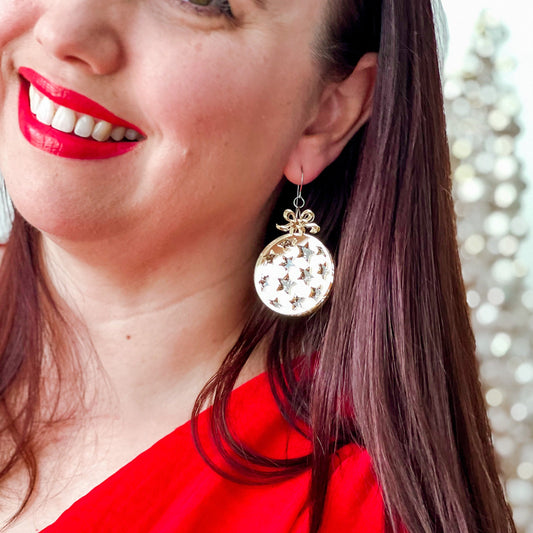 Star Christmas Bauble Earrings - Gold - Lacey Lou Sparkles