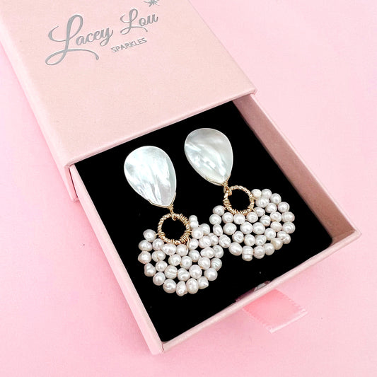 Statement Freshwater Pearl Dangle Earrings - Lacey Lou Sparkles