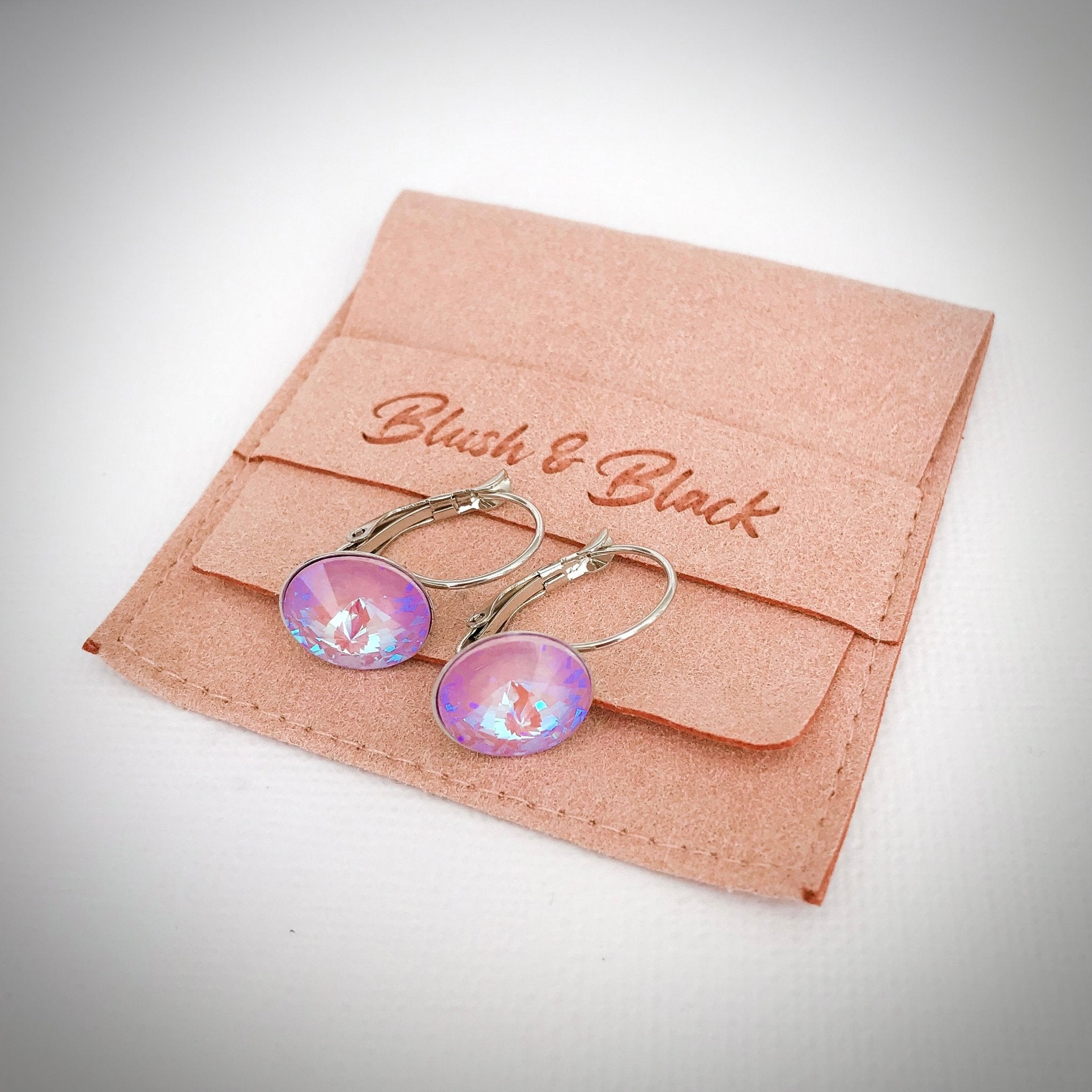 Pink crystal online drop earrings