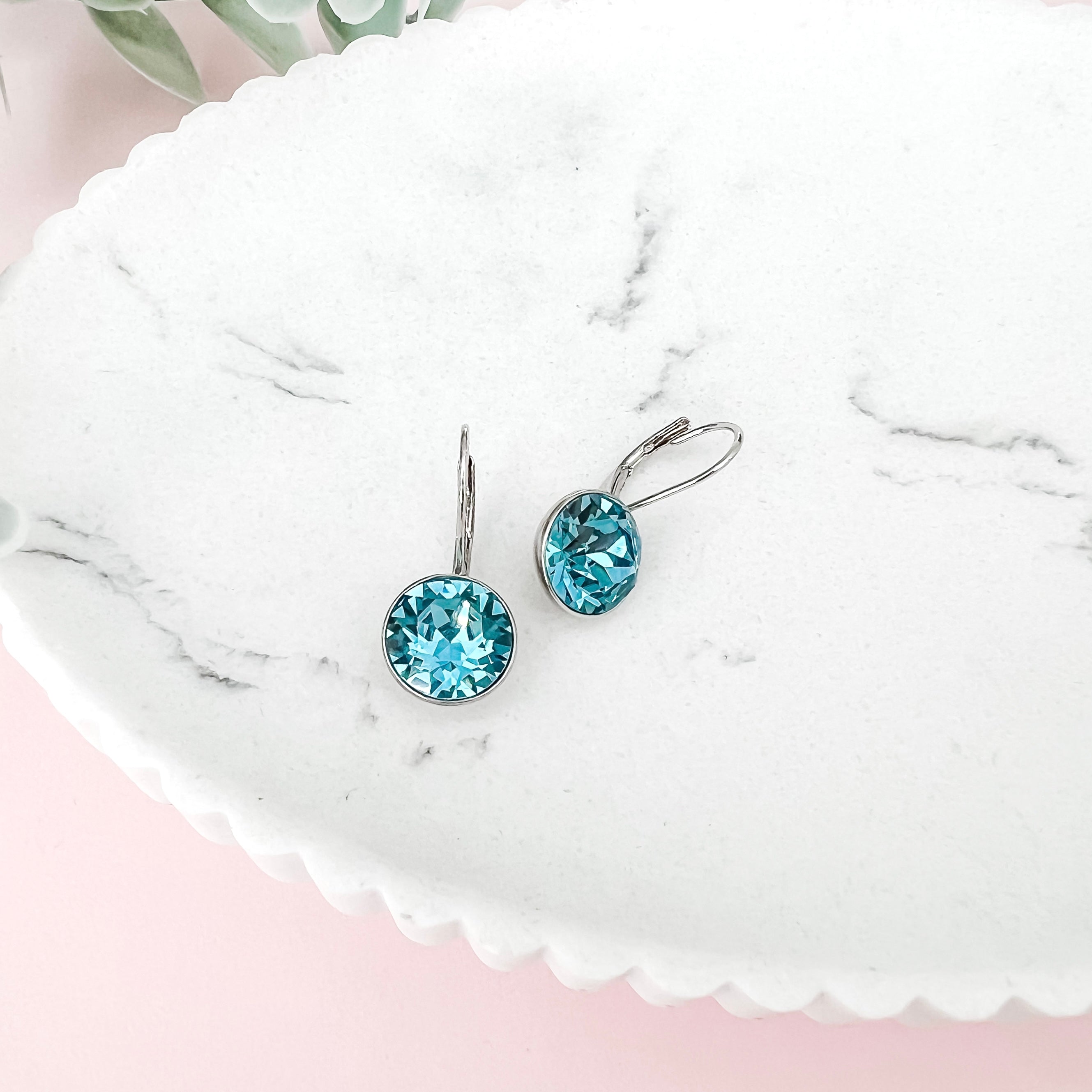 Swarovski blue hot sale stone earrings