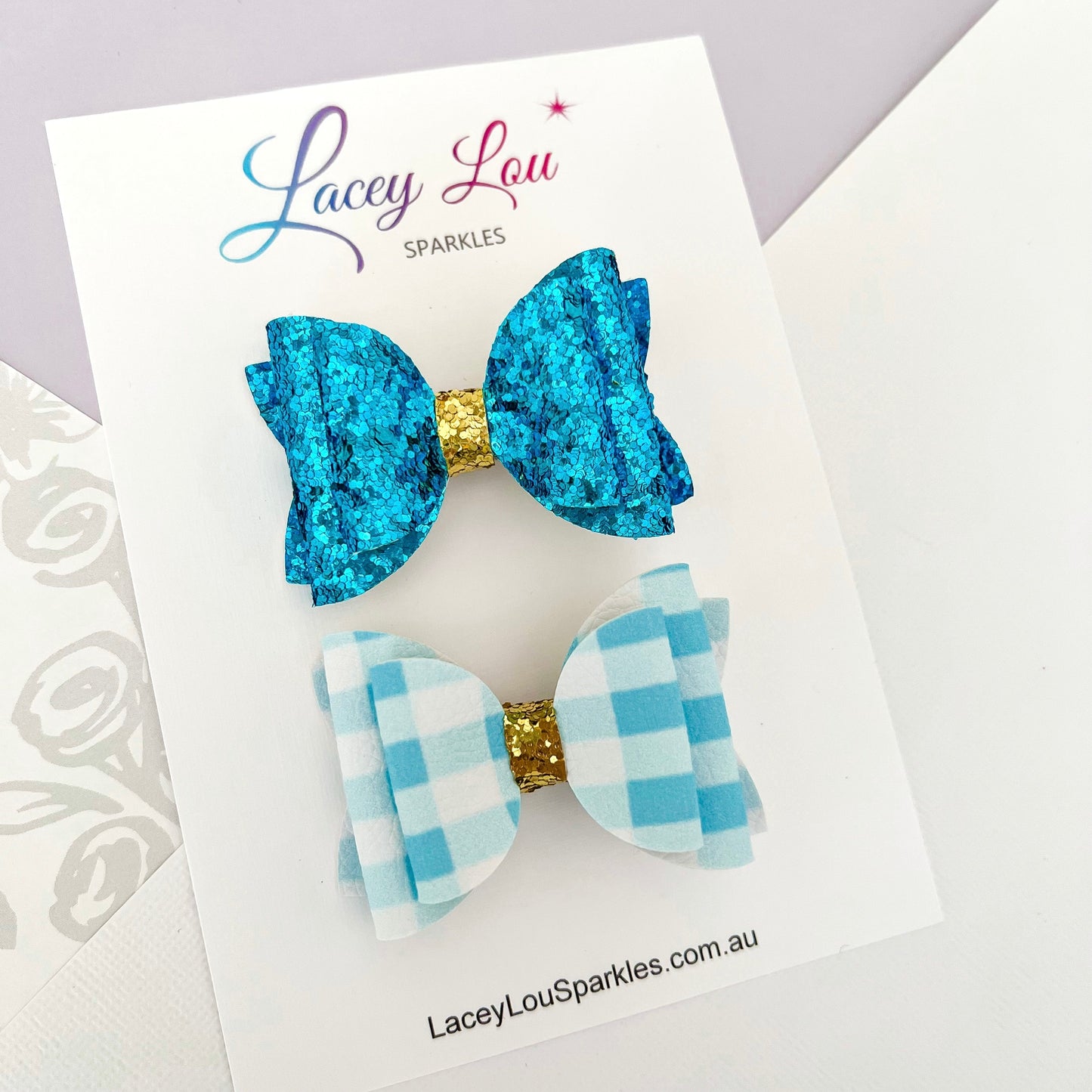 Sweet Hair Bow Set - Blue - Lacey Lou Sparkles