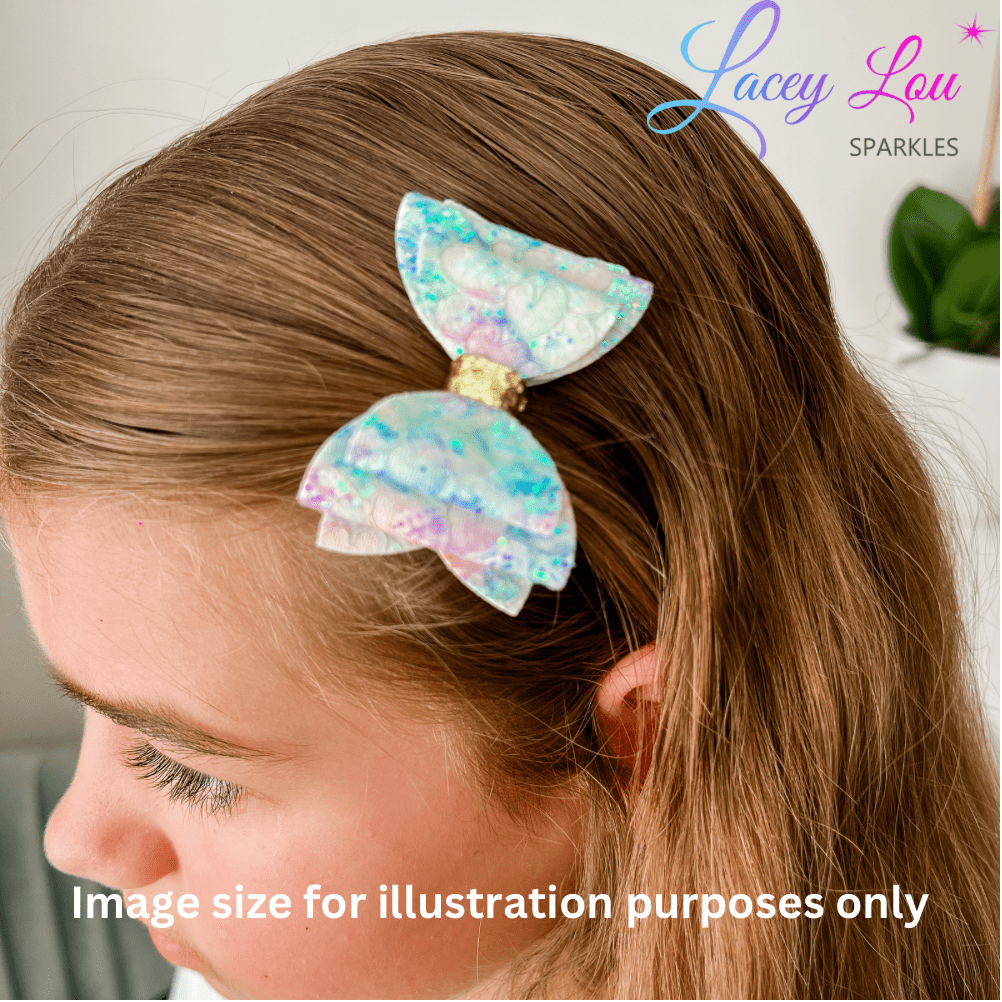 Sweet Hair Bow Set - Blue Floral - Lacey Lou Sparkles