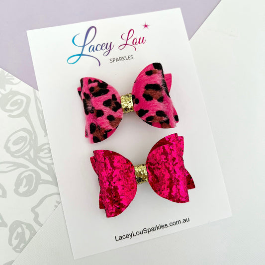Sweet Hair Bow Set - Hot Pink - Lacey Lou Sparkles