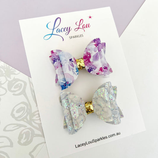 Sweet Hair Bow Set - Mauve - Lacey Lou Sparkles