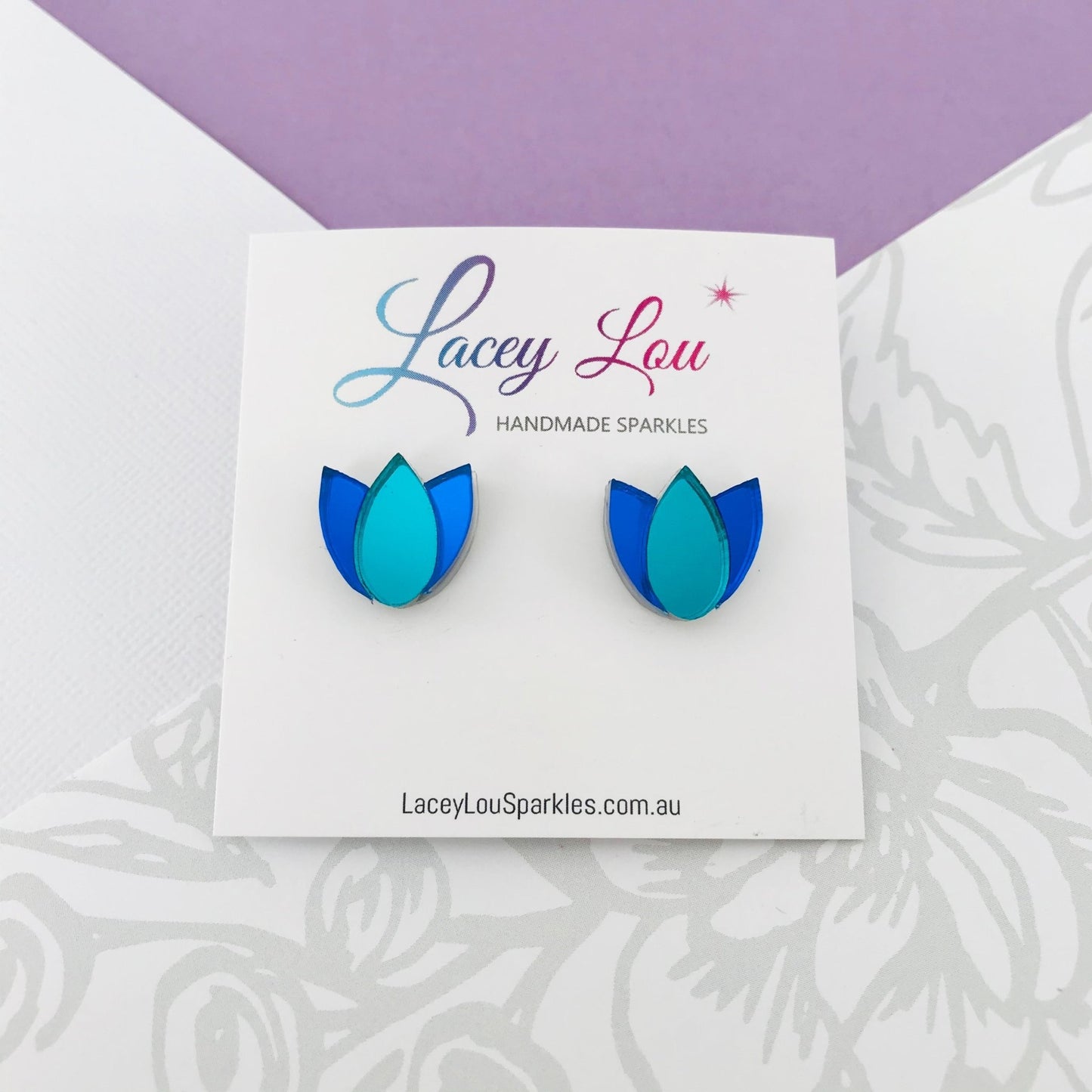 Tulip Earrings - Blue and Green - Lacey Lou Sparkles