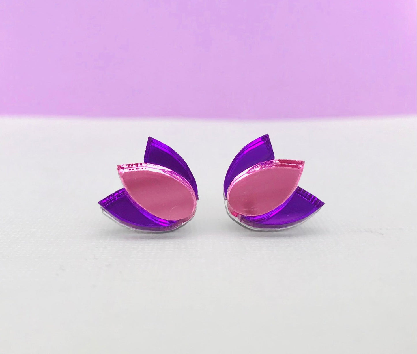 Tulip Earrings - Purple and Pink - Lacey Lou Sparkles